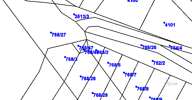 Parcela st. 768/2 v KÚ Radostice u Trocnova, Katastrální mapa