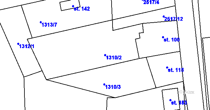 Parcela st. 1310/2 v KÚ Radostice u Trocnova, Katastrální mapa