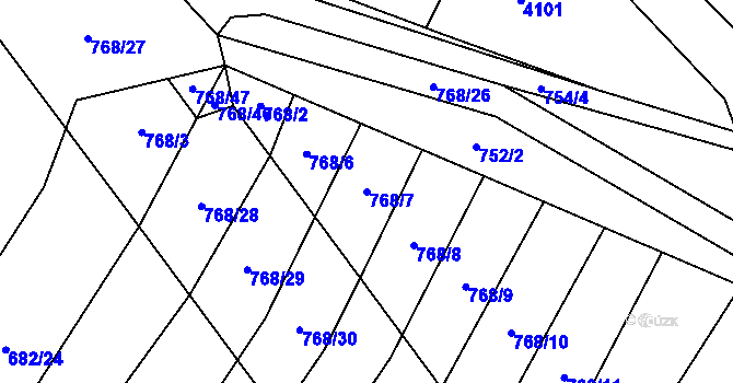 Parcela st. 768/7 v KÚ Radostice u Trocnova, Katastrální mapa