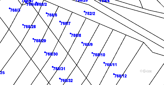 Parcela st. 768/9 v KÚ Radostice u Trocnova, Katastrální mapa