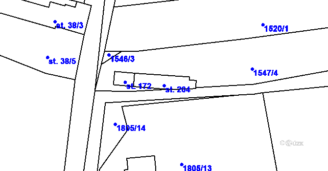Parcela st. 204 v KÚ Radostice u Trocnova, Katastrální mapa
