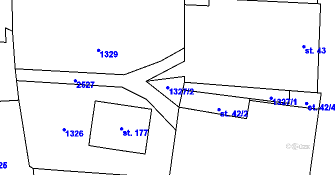 Parcela st. 1327/2 v KÚ Radostice u Trocnova, Katastrální mapa