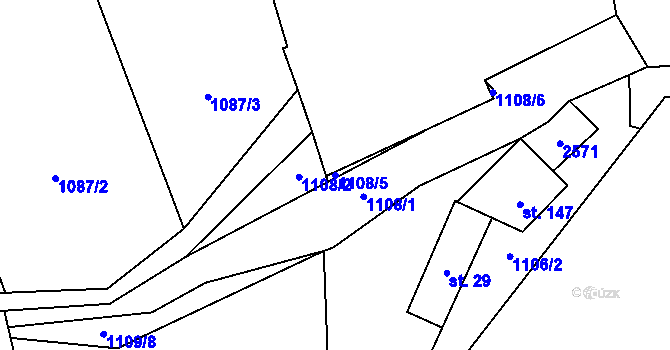 Parcela st. 1108/5 v KÚ Radostice u Trocnova, Katastrální mapa