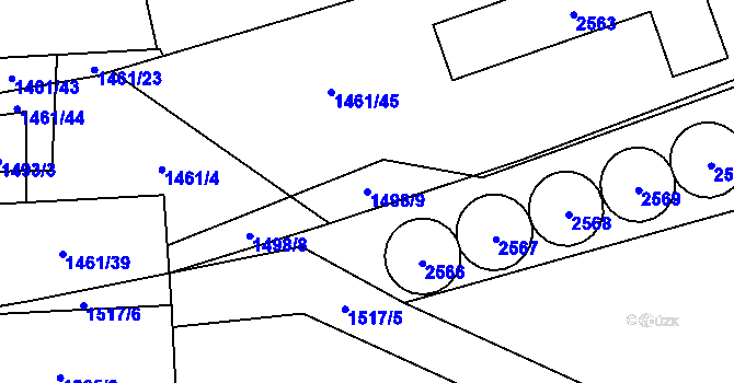 Parcela st. 1498/9 v KÚ Radostice u Trocnova, Katastrální mapa