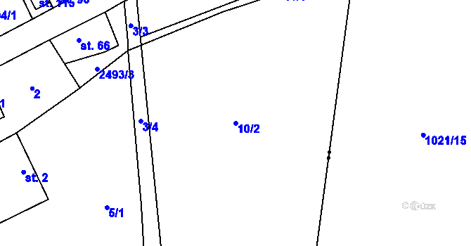 Parcela st. 10/2 v KÚ Trocnov, Katastrální mapa
