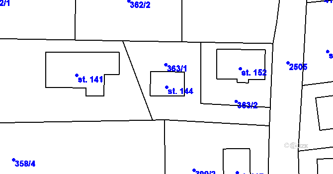 Parcela st. 144 v KÚ Trocnov, Katastrální mapa