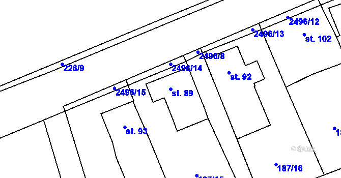 Parcela st. 89 v KÚ Trocnov, Katastrální mapa