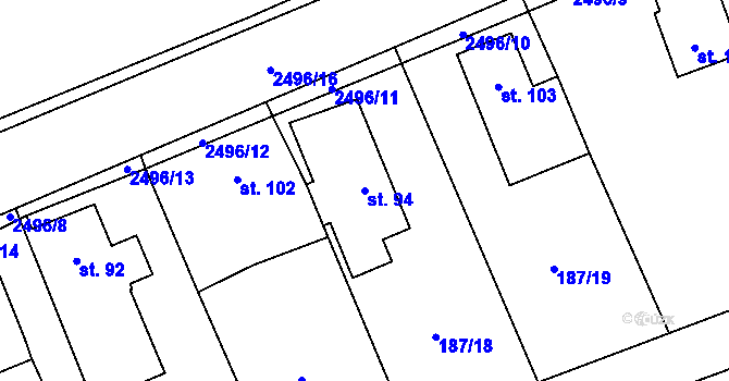 Parcela st. 94 v KÚ Trocnov, Katastrální mapa