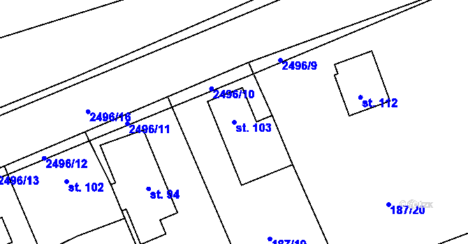 Parcela st. 103 v KÚ Trocnov, Katastrální mapa