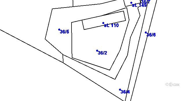 Parcela st. 36/2 v KÚ Trocnov, Katastrální mapa