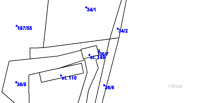 Parcela st. 36/7 v KÚ Trocnov, Katastrální mapa