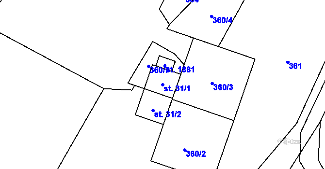 Parcela st. 31/1 v KÚ Trojanovice, Katastrální mapa