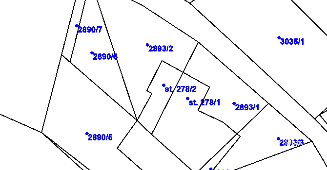 Parcela st. 278/2 v KÚ Trojanovice, Katastrální mapa