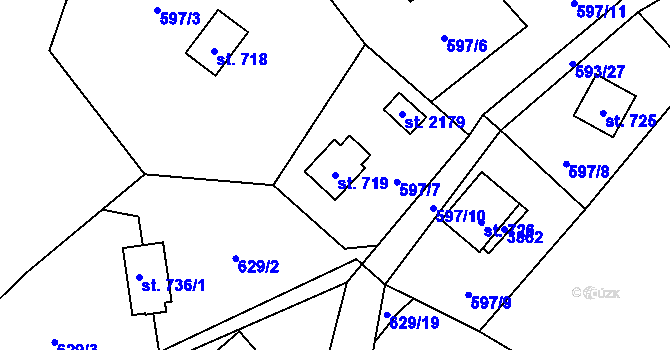 Parcela st. 719 v KÚ Trojanovice, Katastrální mapa