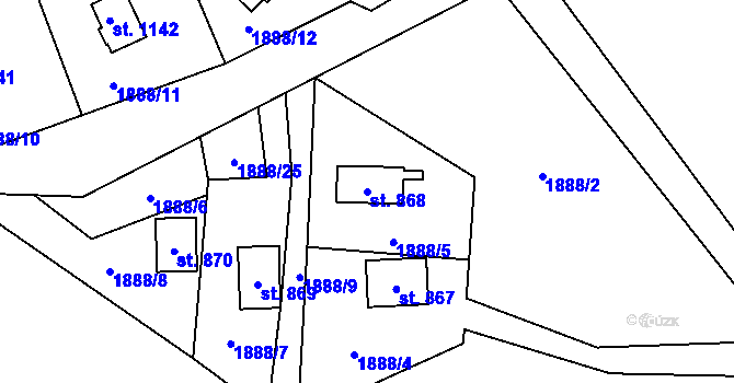 Parcela st. 868 v KÚ Trojanovice, Katastrální mapa