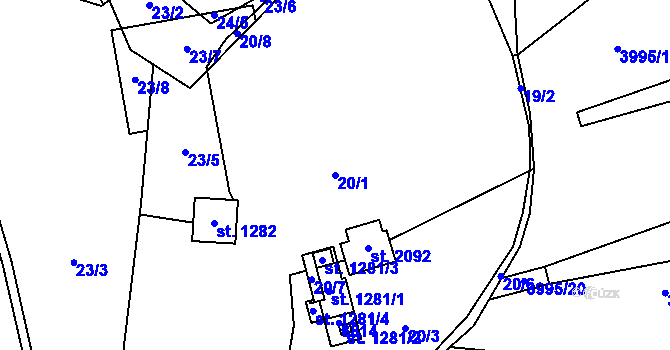 Parcela st. 20/1 v KÚ Trojanovice, Katastrální mapa