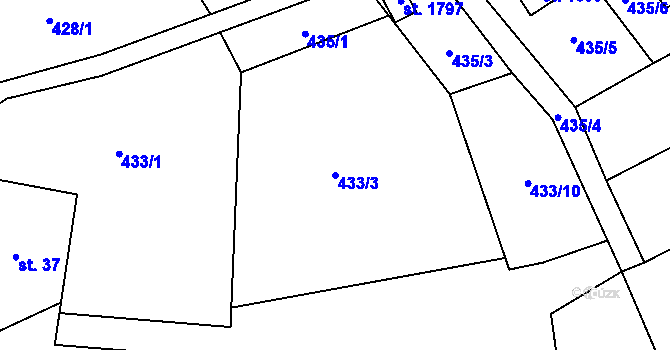 Parcela st. 433/3 v KÚ Trojanovice, Katastrální mapa