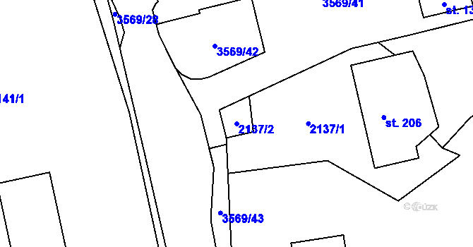 Parcela st. 2137/2 v KÚ Trojanovice, Katastrální mapa