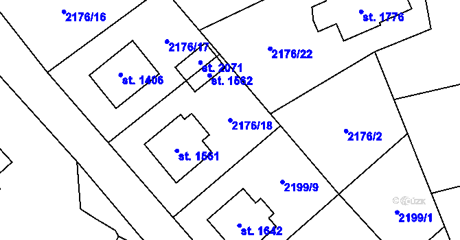 Parcela st. 2176/18 v KÚ Trojanovice, Katastrální mapa