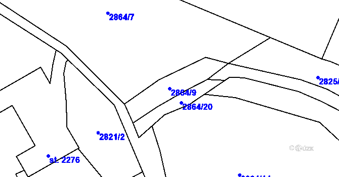 Parcela st. 2864/9 v KÚ Trojanovice, Katastrální mapa
