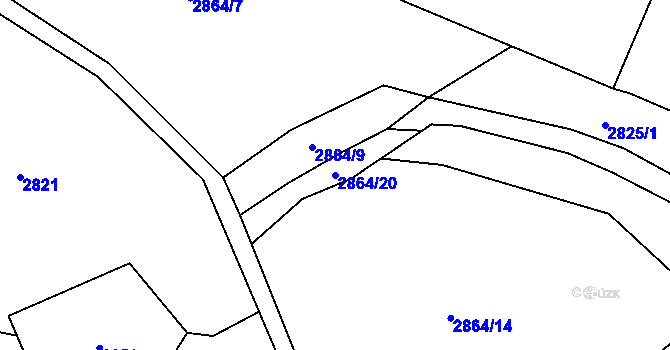 Parcela st. 2864/20 v KÚ Trojanovice, Katastrální mapa