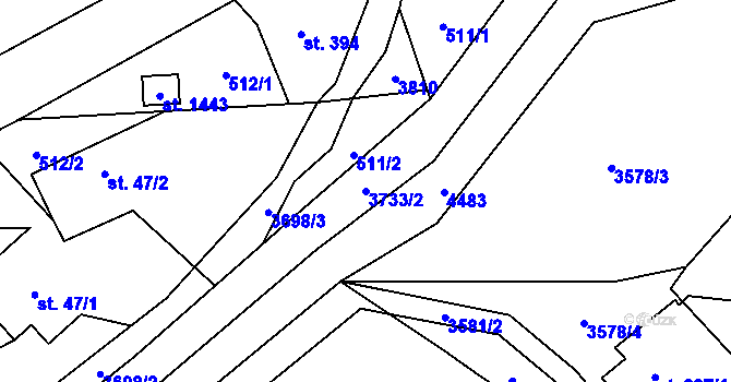 Parcela st. 3733/2 v KÚ Trojanovice, Katastrální mapa