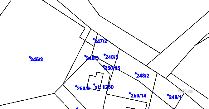 Parcela st. 248/3 v KÚ Trojanovice, Katastrální mapa