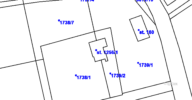 Parcela st. 1256/1 v KÚ Trojanovice, Katastrální mapa