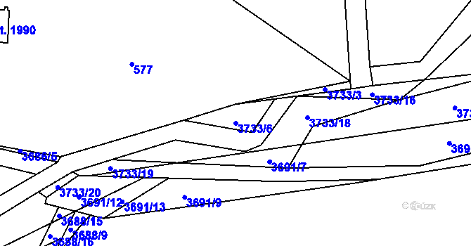 Parcela st. 3733/6 v KÚ Trojanovice, Katastrální mapa
