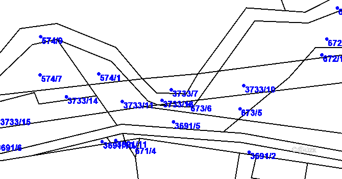Parcela st. 3733/7 v KÚ Trojanovice, Katastrální mapa