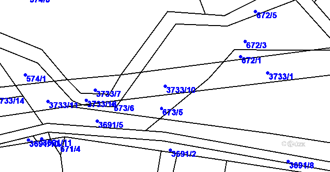 Parcela st. 3733/10 v KÚ Trojanovice, Katastrální mapa