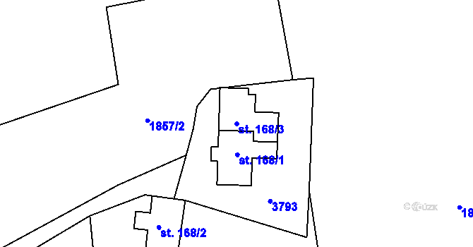 Parcela st. 168/3 v KÚ Trojanovice, Katastrální mapa