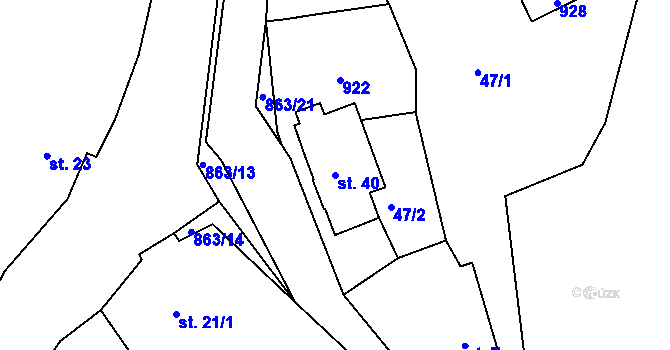 Parcela st. 40 v KÚ Řemešín, Katastrální mapa