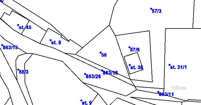 Parcela st. 56 v KÚ Řemešín, Katastrální mapa