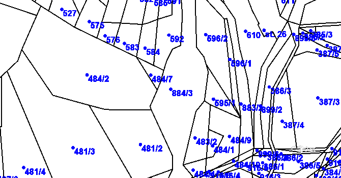 Parcela st. 884/3 v KÚ Řemešín, Katastrální mapa