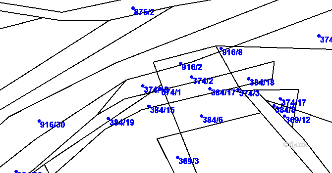 Parcela st. 374/4 v KÚ Řemešín, Katastrální mapa