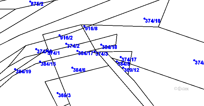 Parcela st. 374/15 v KÚ Řemešín, Katastrální mapa