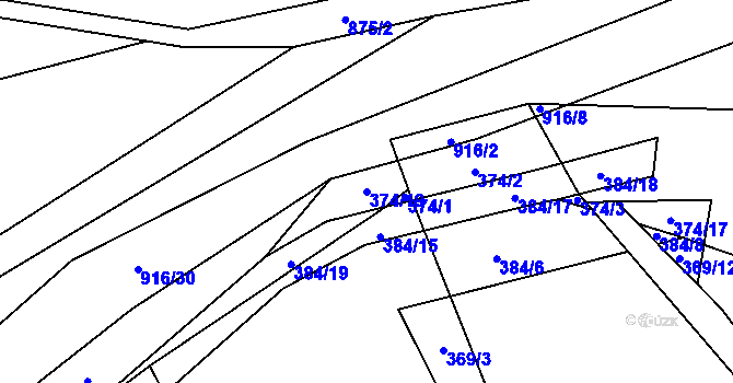 Parcela st. 374/19 v KÚ Řemešín, Katastrální mapa