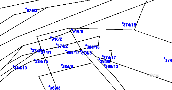 Parcela st. 384/18 v KÚ Řemešín, Katastrální mapa