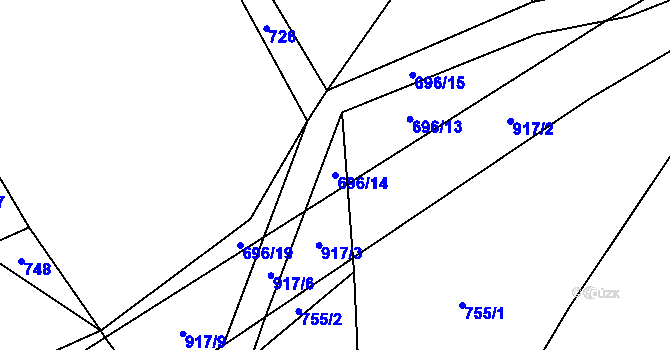 Parcela st. 696/14 v KÚ Řemešín, Katastrální mapa