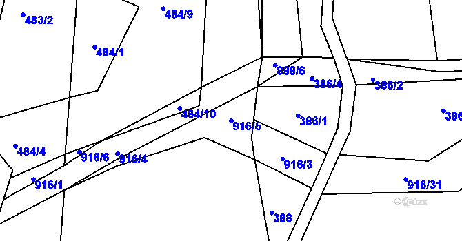 Parcela st. 916/5 v KÚ Řemešín, Katastrální mapa