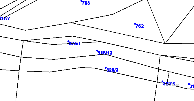 Parcela st. 916/13 v KÚ Řemešín, Katastrální mapa