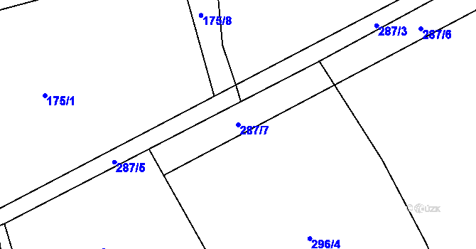 Parcela st. 287/7 v KÚ Trojany u Mladotic, Katastrální mapa