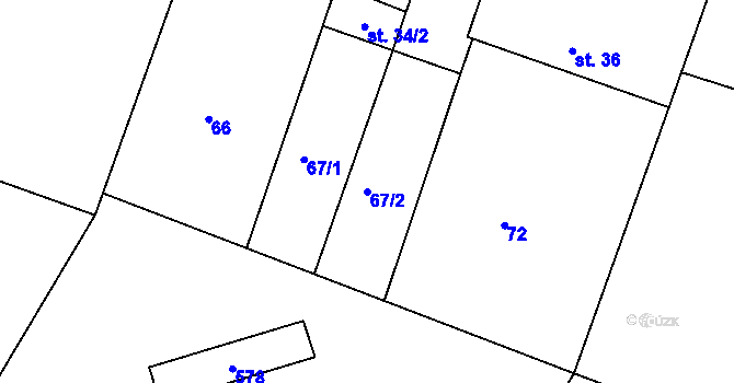 Parcela st. 67/2 v KÚ Trojovice, Katastrální mapa