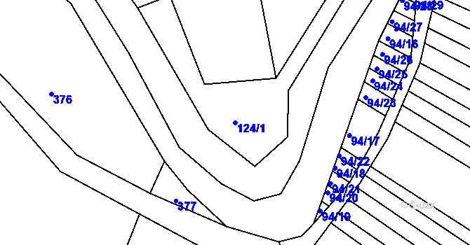 Parcela st. 124/1 v KÚ Trojovice, Katastrální mapa