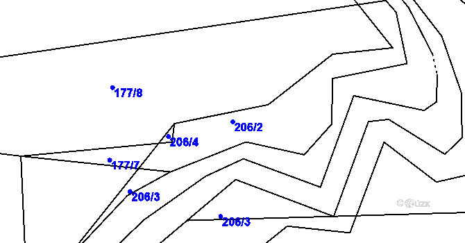 Parcela st. 206/2 v KÚ Trojovice, Katastrální mapa