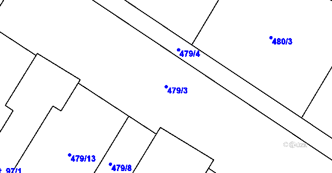 Parcela st. 479/3 v KÚ Trojovice, Katastrální mapa