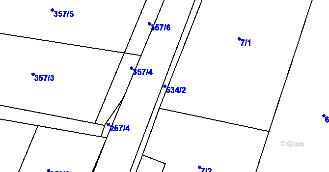 Parcela st. 534/2 v KÚ Trojovice, Katastrální mapa