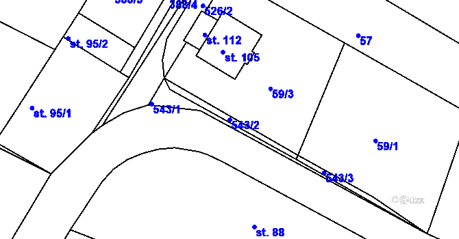 Parcela st. 543/2 v KÚ Trojovice, Katastrální mapa