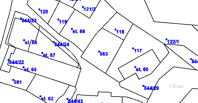 Parcela st. 563 v KÚ Trojovice, Katastrální mapa
